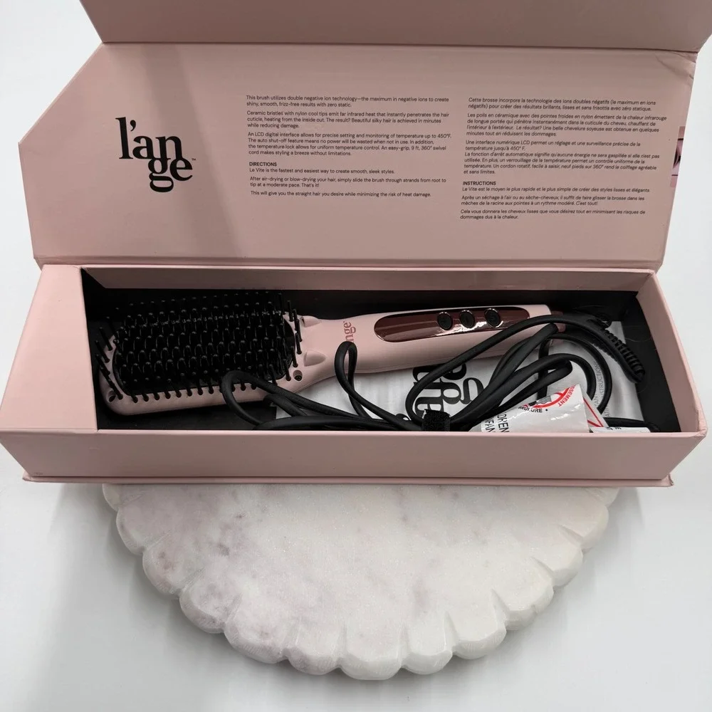 L'ange Le Vite Hairbrush Straightener Blush Rose Ceramic Ionic Thermal Brush